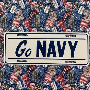 Go Navy Blue and White License Plate Sign.